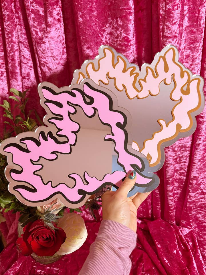 Espelho do Coração Flamejante por atacado de Printed Weird