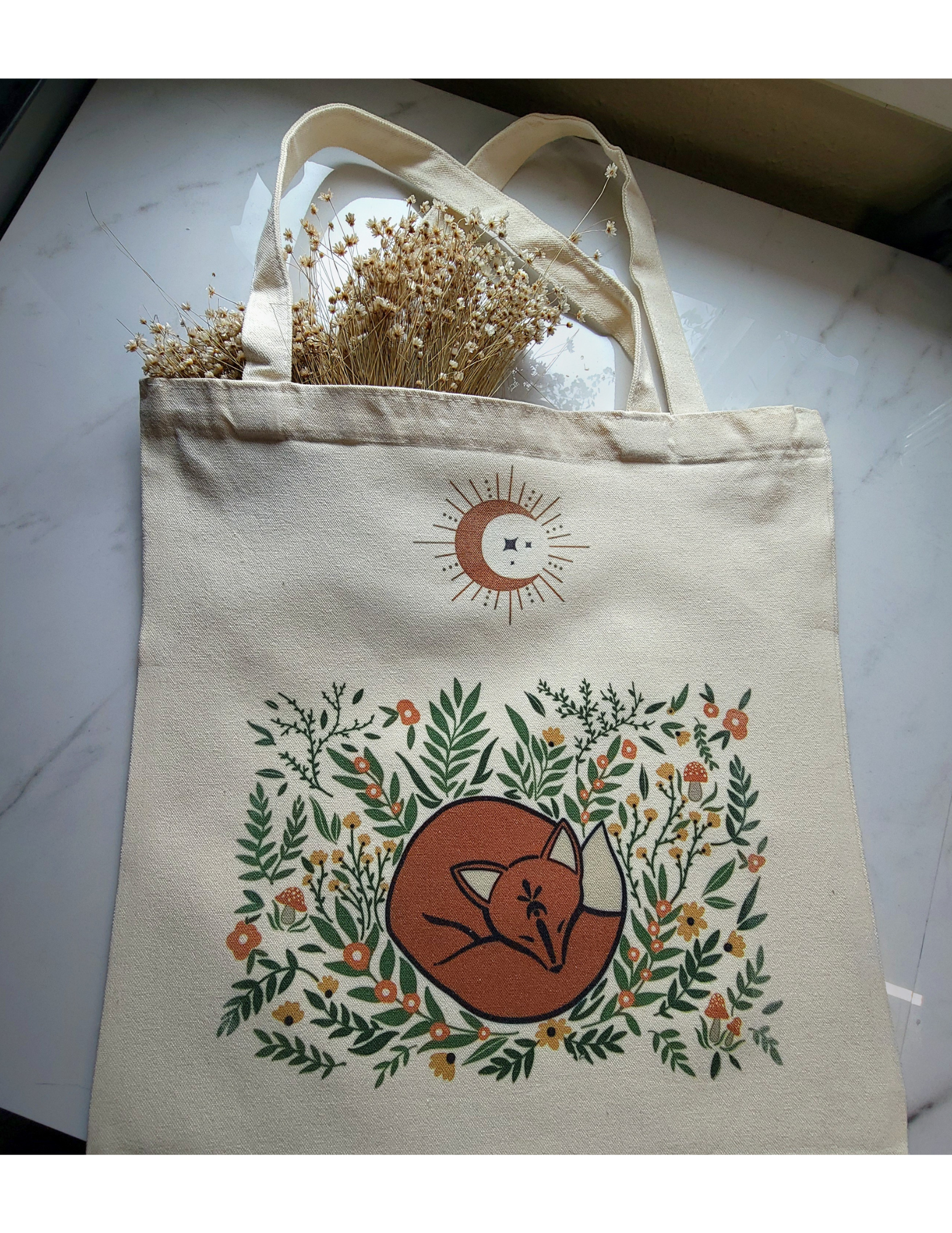 Foxy Method - Wholesale Tote Bag - Women's - Eco Friendly Whimsical Cottagecore Fox Floral Tote Bag1