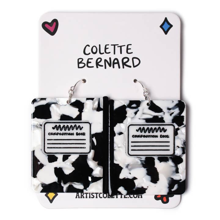 COLETTE BERNARD - Wholesale Dangle Earrings - Composition Notebook Earrings (misprint)