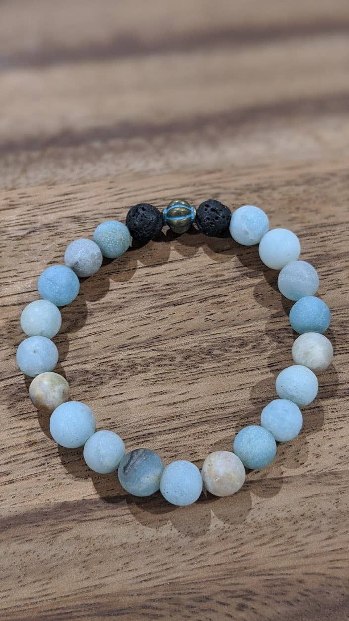 Jasper & Amazonite Bracelet ~ Ocean Blue ~  Matte Gemstone Beads ~ Natural High Quality ~ Stylish ~ Unique gift for mother sister friend