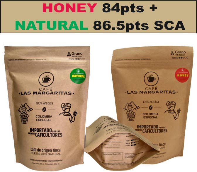 Café Las Margaritas - Wholesale Coffee Beans - Specialty Coffee 4x250g Honey & 4x250g Natural GRAIN