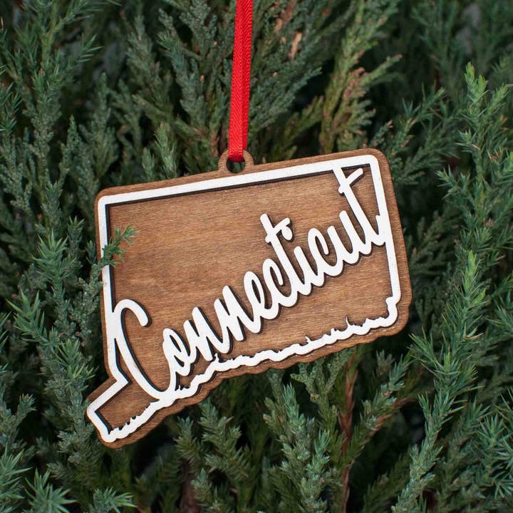 Connecticut Christmas Ornament for wholesale by The Little Ornament Shop
