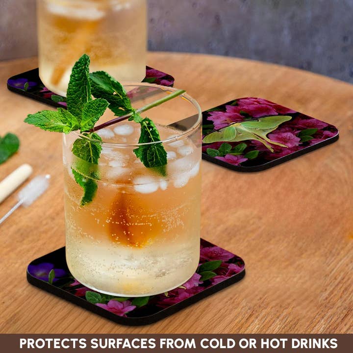 3dRose - Wholesale Coasters - 3dRose, USA, Pennsylvania, Luna moth insect, pink azaleas - US39 BJA0010 - Jaynes Gallery, Coaster9