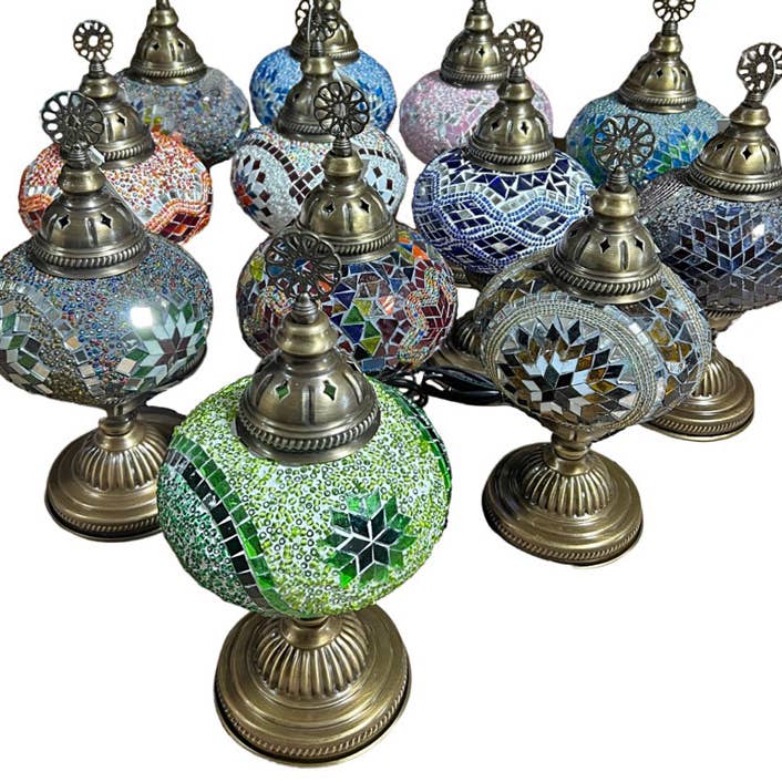 Natto USA - Wholesale Accent/Desk Lamp - Turkish Mosaic Table Lamp 6" Glass Globe, pack of 12