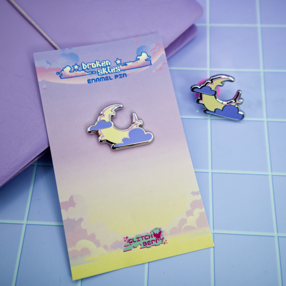 Glitchberry - Wholesale Lapel Pin/Button - Mini Moon Vaporwave Enamel Pin3