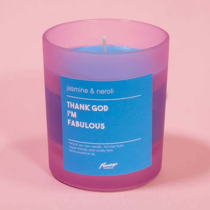 Vela en tarro rosa esmerilado Jazmín y Neroli - "Thank God I’m Fabulous" para venta al por mayor de Flamingo Candles