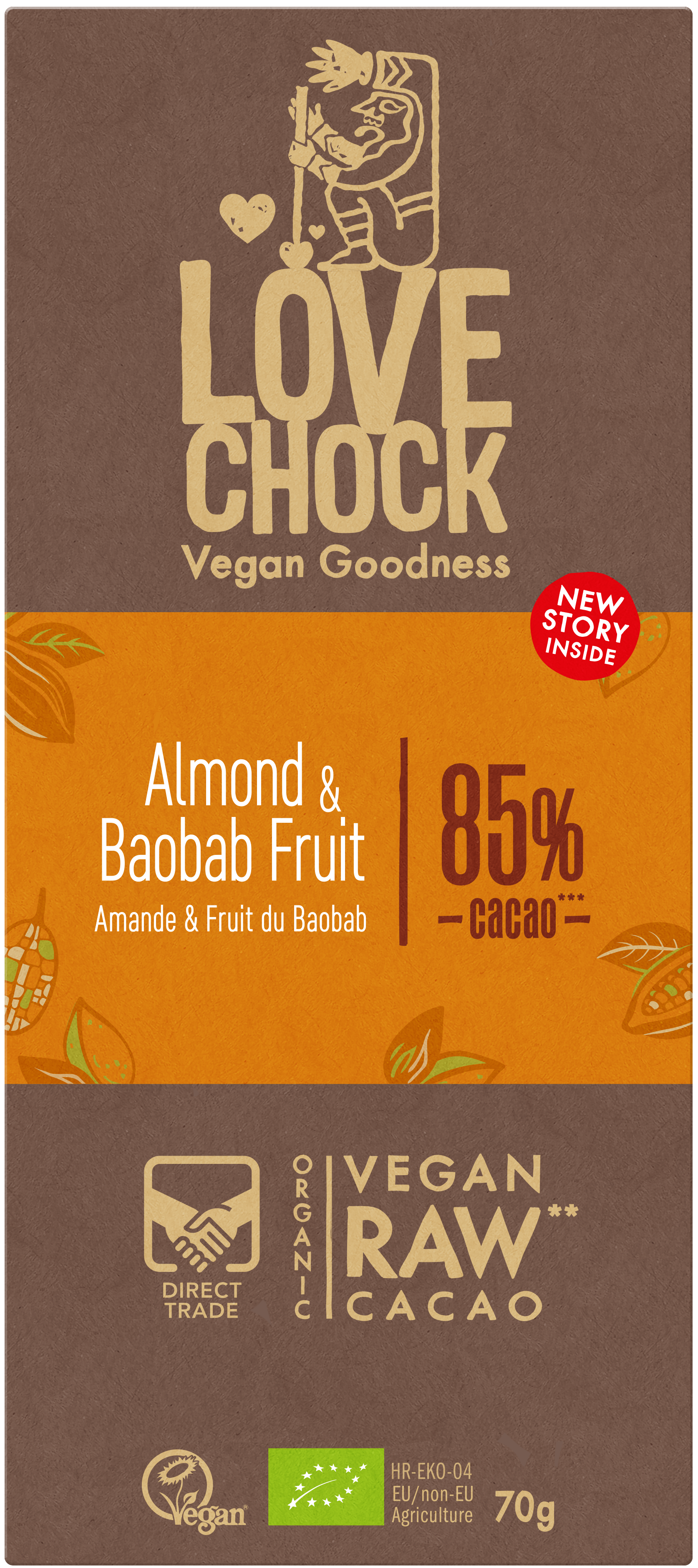 Lovechock NL - Wholesale Chocolate Bar - 85% chocolate almond & baobab - Organic, raw, vegan, sustainable2