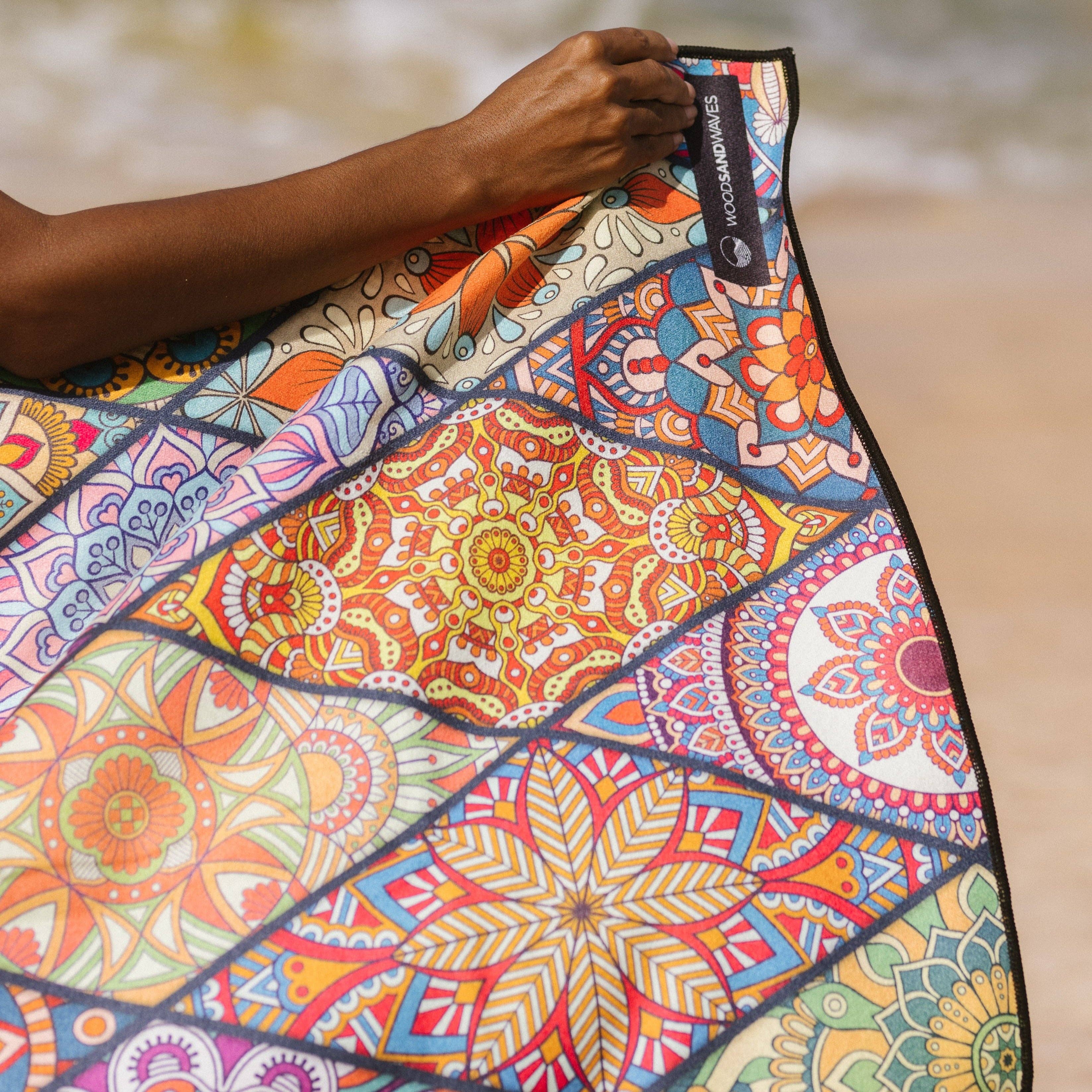 WOODSANDWAVES - Wholesale Beach Towel - Mosaics - Sand-Repellent Beach Towel with Secret Pocket (180cm x 80cm)6