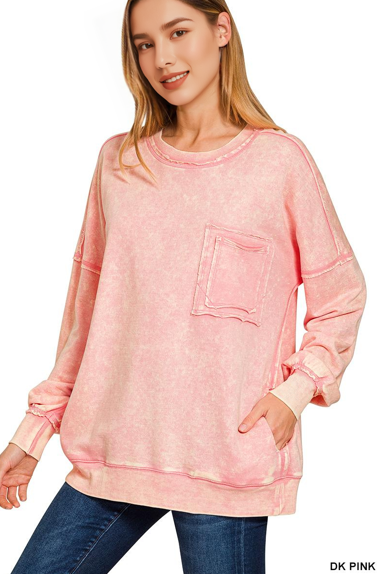 42POPS - Vendita all'ingrosso Felpa - Donna - Pullover in French Terry lavaggio acido.54