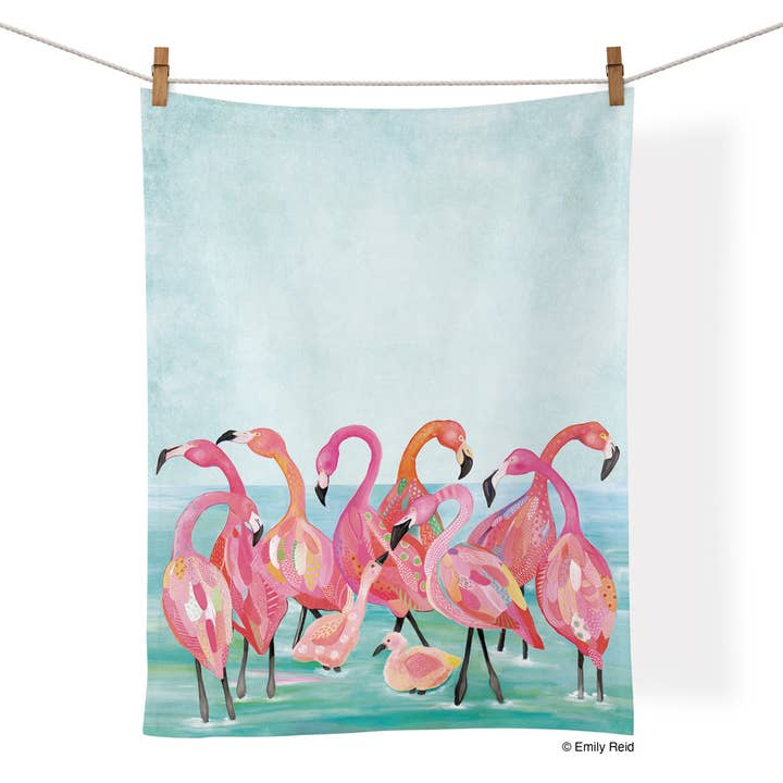 Flamingo Beach | Asciugamano da tè in cotone per la vendita all'ingrosso da parte di WerkShoppe