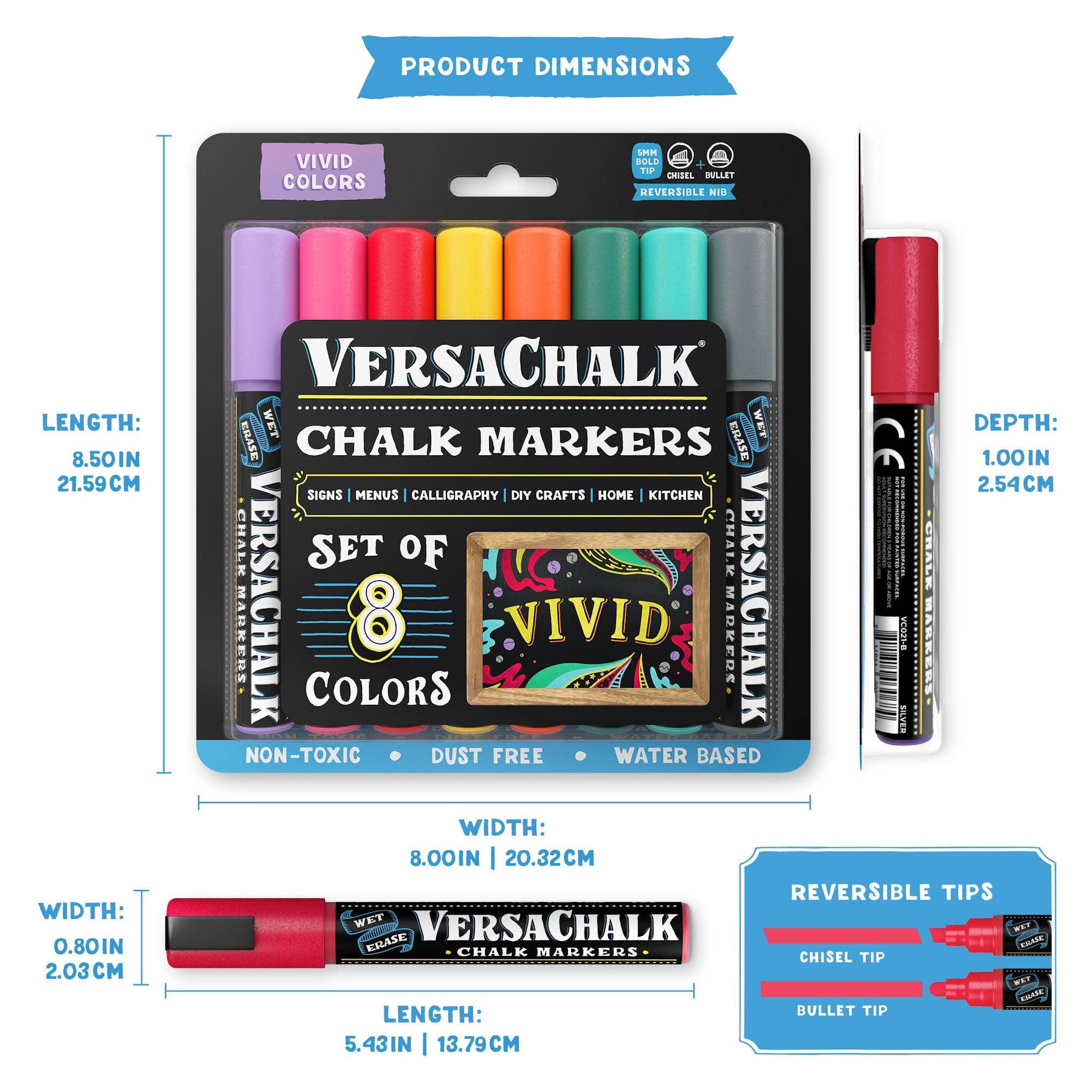 VersaChalk – Caneta hidrográfica por atacado – Marcadores de Giz Líquido Vivos VersaChalk1