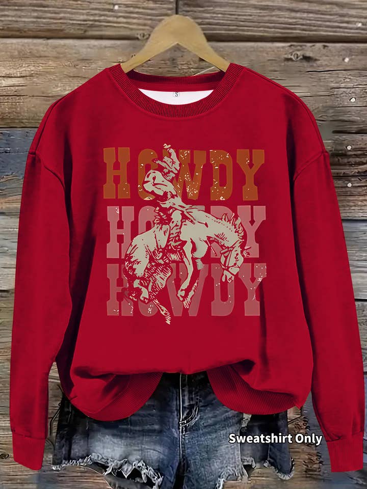 Rosa Clothing - Wholesale Sweatshirt - Women's - Western Cowboy Ranch Howdy Print Sweatshirt6
