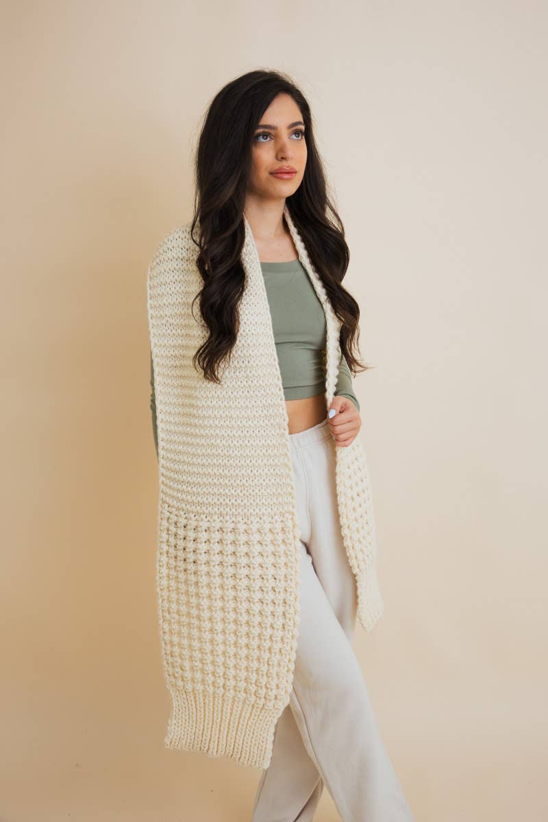 Leto Accessories - Wholesale Scarf - Unisex - Cozy Waffle Knit Edge Scarf - Winter Essential10