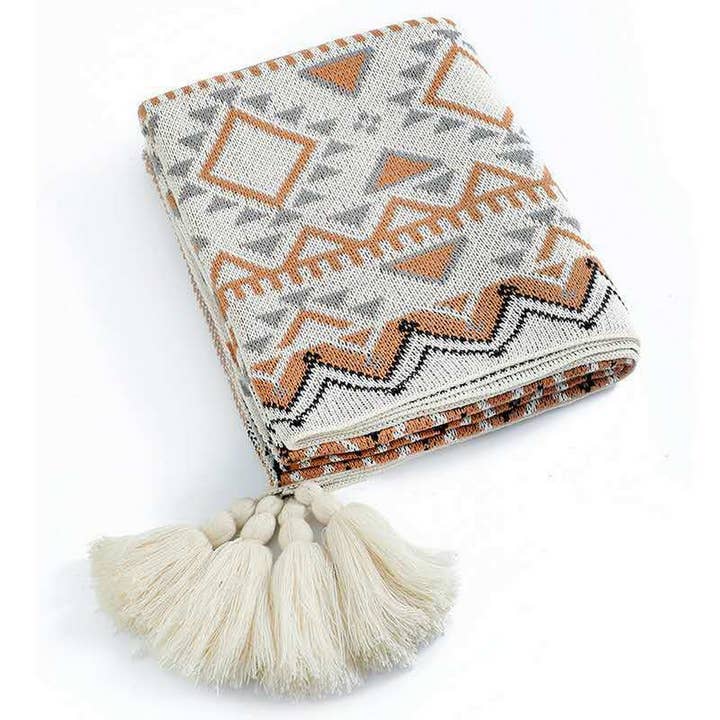 ACCITY - Wholesale Throw Blanket - KNITTED BOHEMIAN SOFA BLANKET_CWMM0412