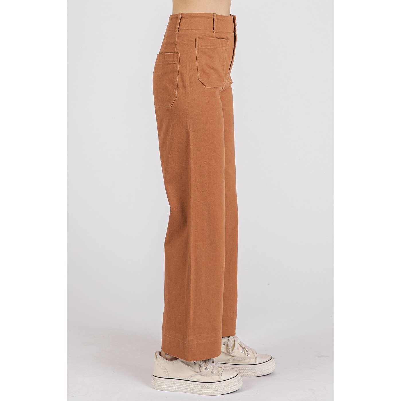 mittoshop - Wholesale Pants - Women's - TWILL PATCH POCKET HIGH RISE WIDE LEG PANTS21