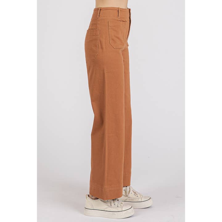 mittoshop - Wholesale Pants - Women's - TWILL PATCH POCKET HIGH RISE WIDE LEG PANTS21