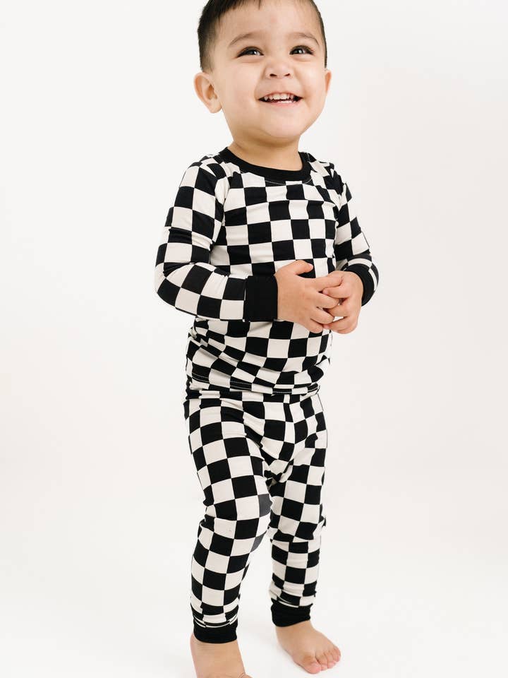 Black Checkered Bamboo Set for wholesale by Little One Shop