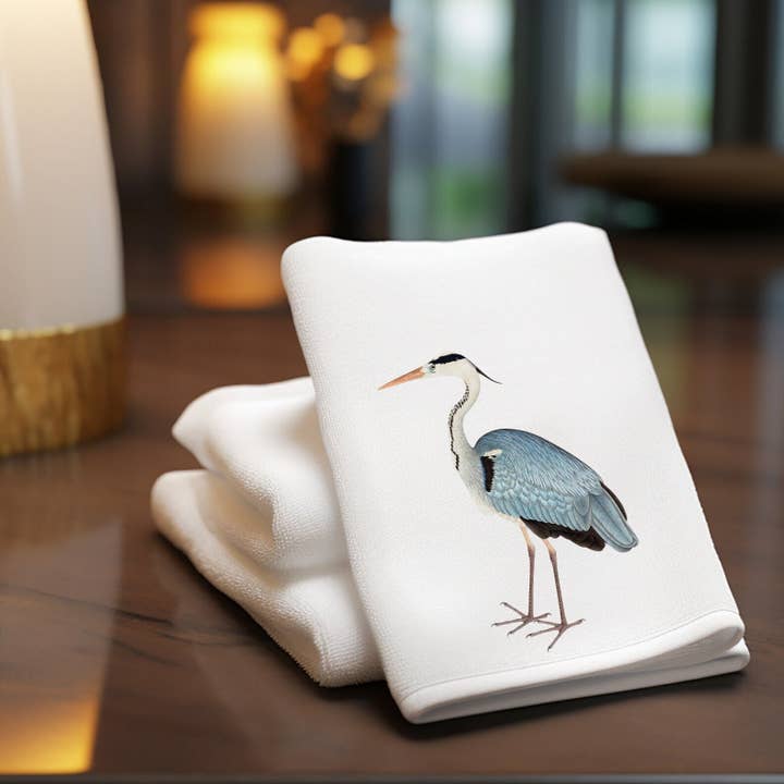 Fernville Creations - Wholesale Bath Towel - Blue Heron Luxury Fingertip Towel for Bath and Powder Room