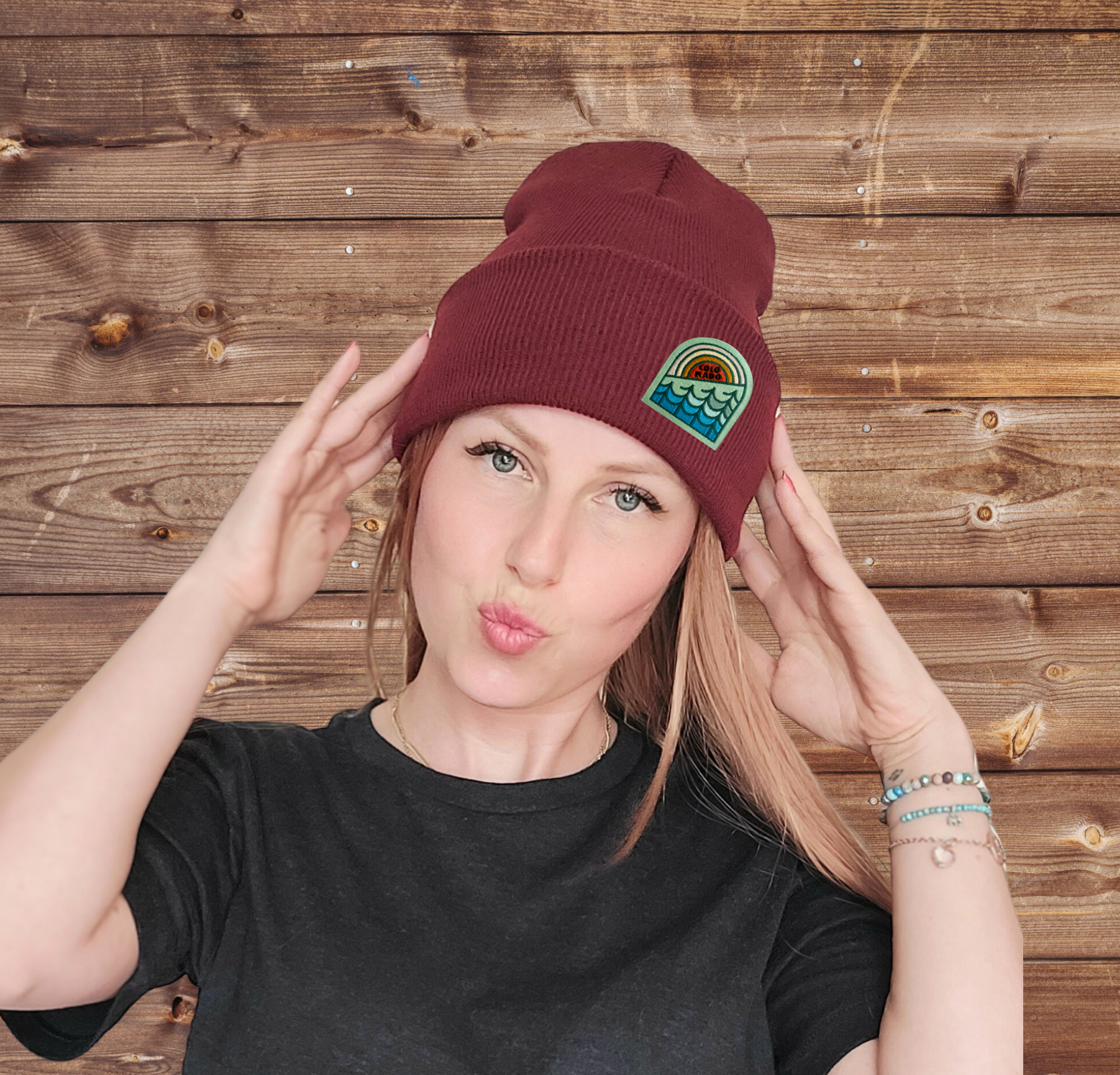 Spruce Seed - Wholesale Beanie - Women's -  Rib Knit Beanie Hat- Colorado Woven Patch Hat  5