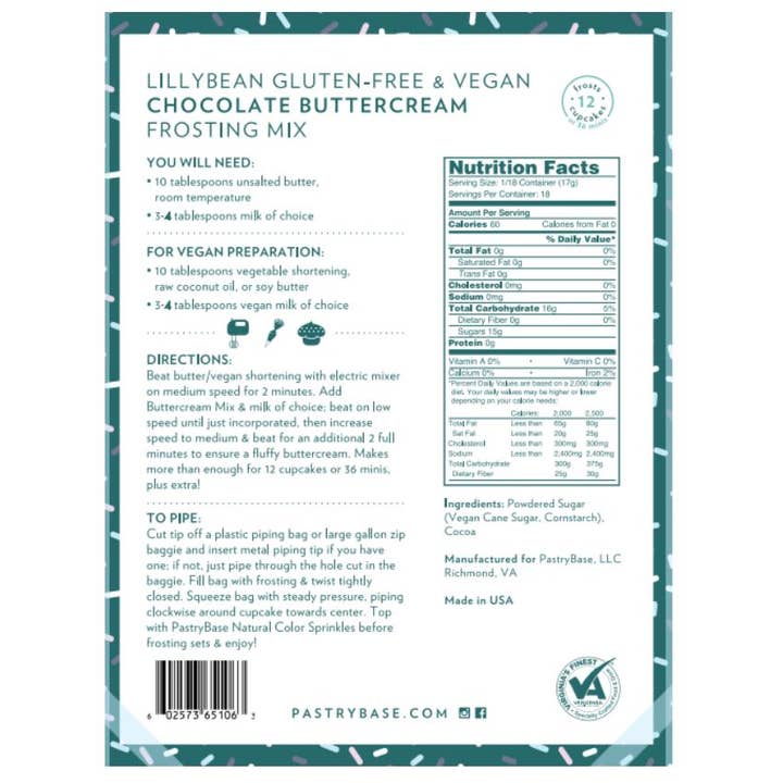 LillyBean Baking - Wholesale Cake Decorating Kit - Chocolate Buttercream Frosting Mix (Vegan & Gluten-Free)