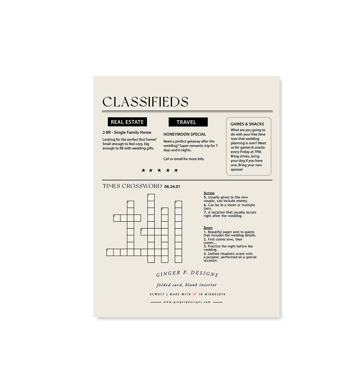 Ginger P. Designs - Vendita all'ingrosso Partecipazioni di nozze - Biglietto di Auguri Newlywed Times1