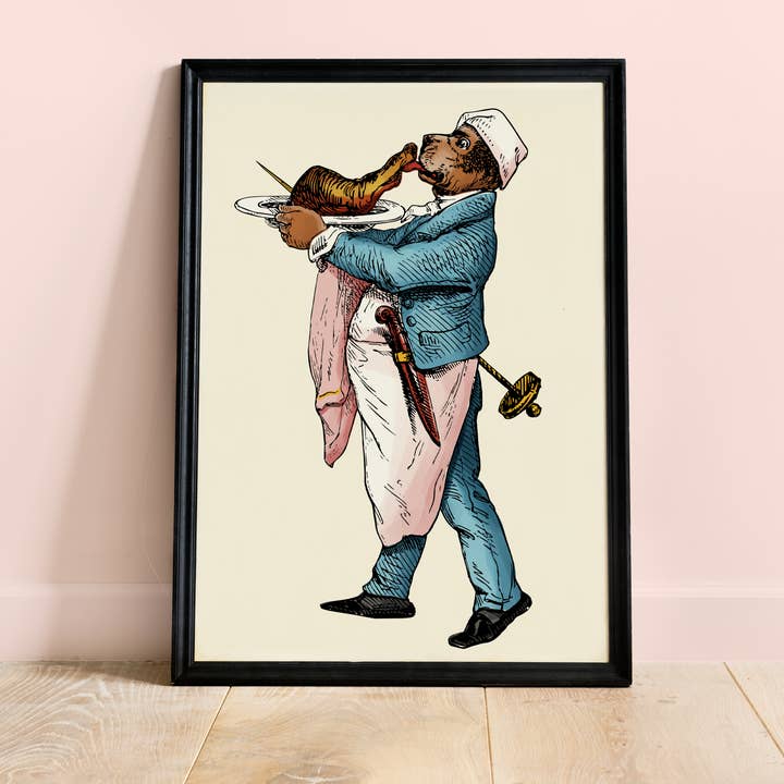 Dog Chef Poster - Dressed Animals for wholesale by Colette de B.