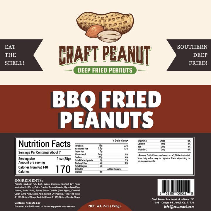 Cow Crack Wholesale - Wholesale Nuts - Craft Peanut BBQ Fried Peanuts 7 oz1