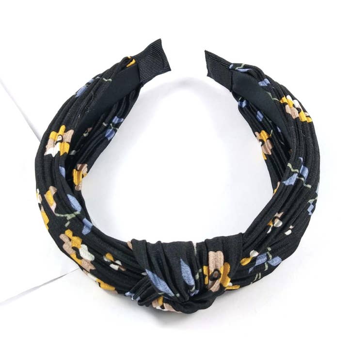 Svart matt satin blommigt knutpannband för wholesale av Fleur de lys collections