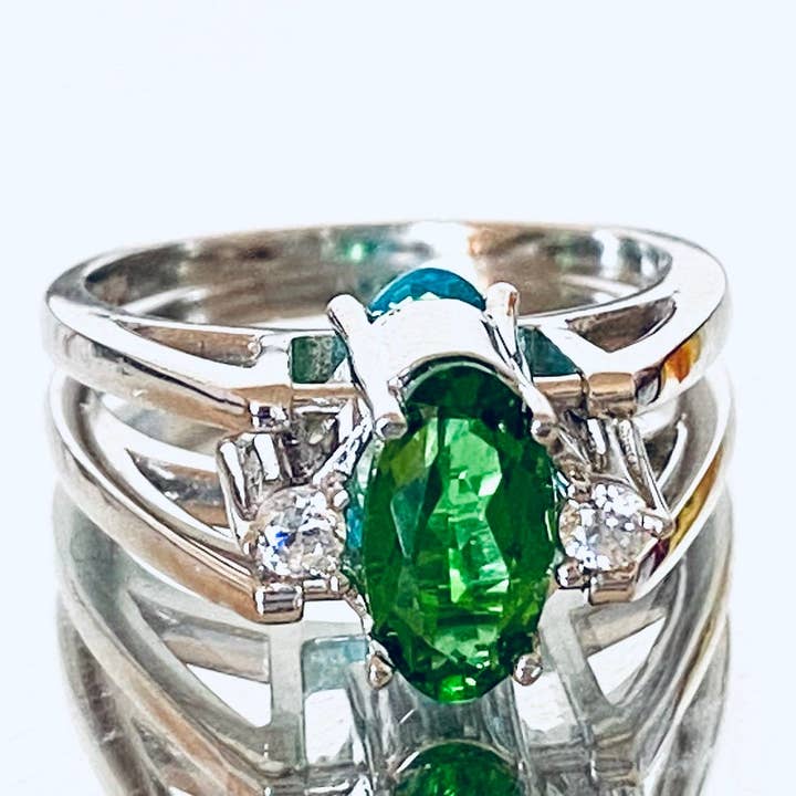 Twan Kee Jewelry - Wholesale Cocktail/Statement Ring - Helenite Oval Flip Ring in Sterling Silver Forest Green/Blue1