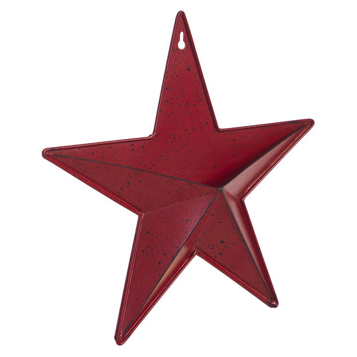 VHC Brands - Wholesale Wall Accent - Metal Star Speckled w/ Pocket Burgundy Distressed 12x12