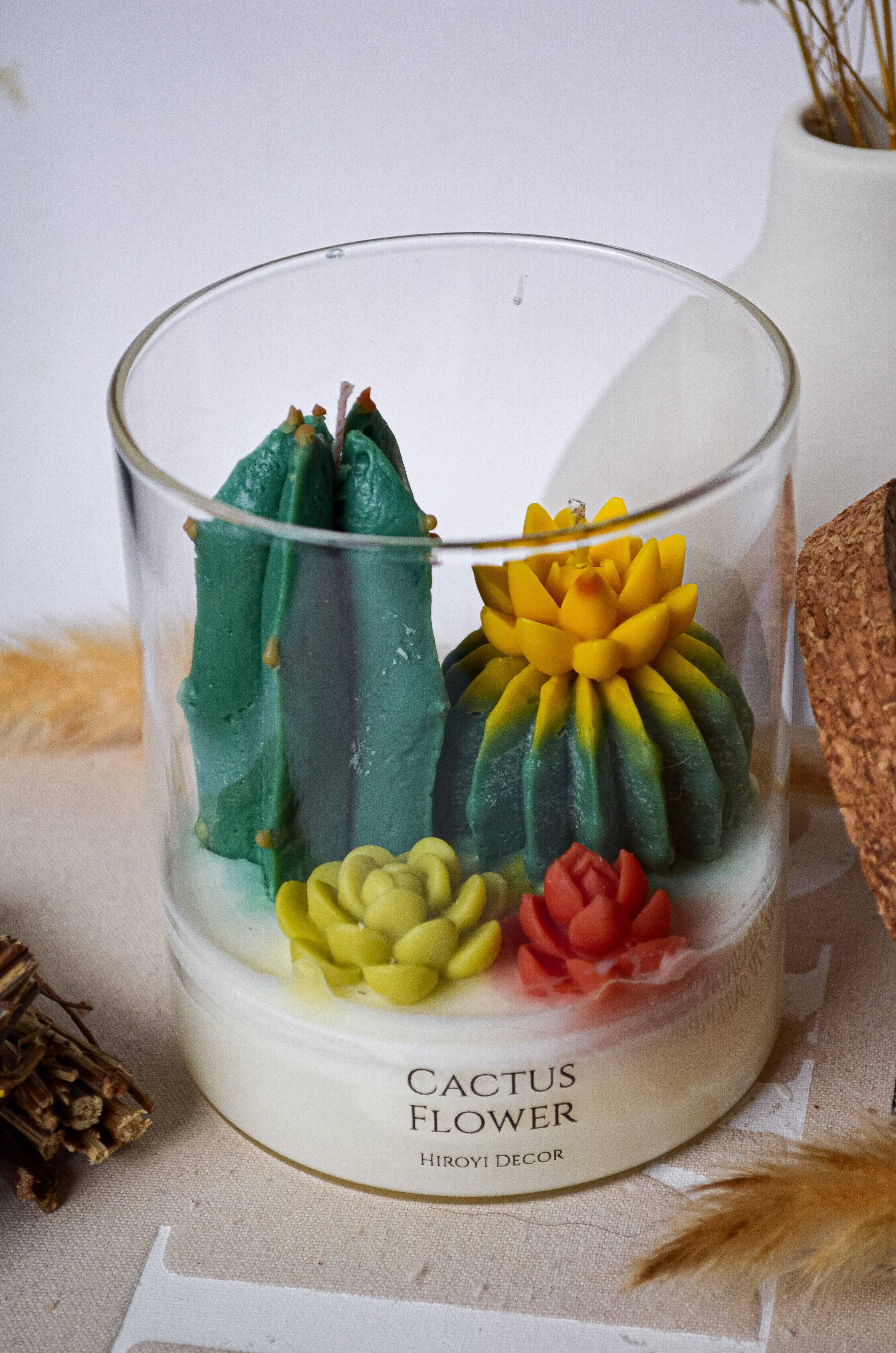 Hiroyi Decor – Vela em jarro/copo por atacado – Vela de Soja Jardim de Cactos3