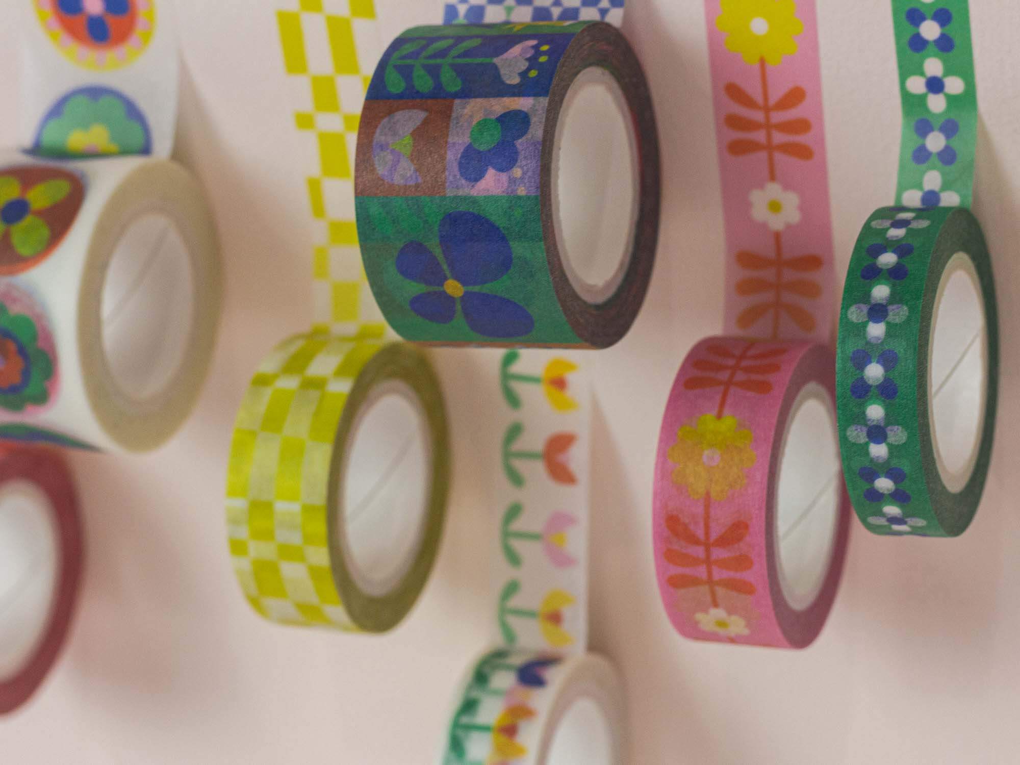 My Darlin' - Wholesale Washi Tape - Flowerblock 25mm • Colorblock Flowers Wide Washi Tape5