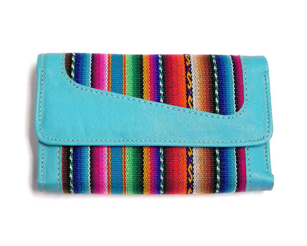 Pichincha - Vente Portefeuille – femme - Portefeuille à trois volets en cuir péruvien à rayures tribales8