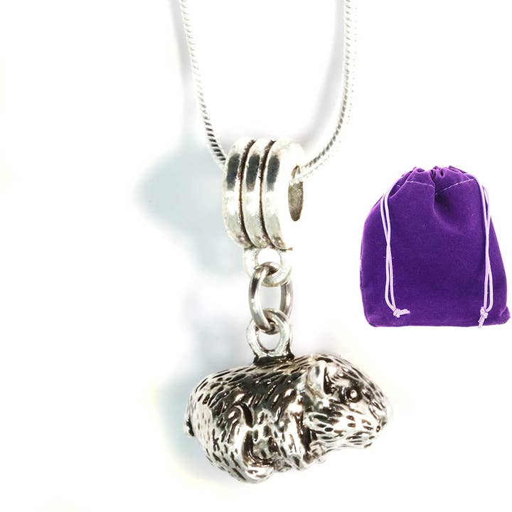 Dave The Bunny - Wholesale Pendant/charm necklace - Guinea Pig Jewelry | Guinea Pig Necklace on a 22 inch Silver Plated Snake Chain Great Guinea Pig Gifts for Women or Great Guinea Pig Memorial Gifts for the Loved Guinea Pig that has Passed Away