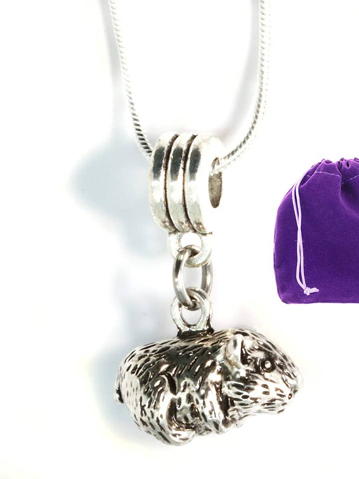 Guinea Pig Jewelry | Guinea Pig Necklace on a 22 inch Silver Plated Snake Chain Great Guinea Pig Gifts for Women or Great Guinea Pig Memorial Gifts for the Loved Guinea Pig that has Passed Away for wholesale by Dave The Bunny