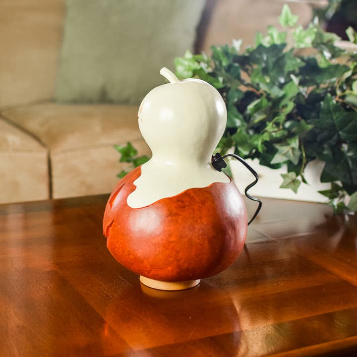 Meadowbrooke Gourds - Wholesale Decorative Tabletop Object - Casper Jack Jack-O-Lantern Medium Lit Gourd Luminary1