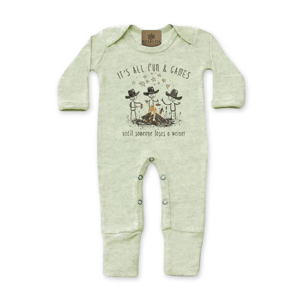 Remuda Western Wear - Wholesale Sleepsuit - Baby - It's All Fun & Games Until Someone Loses A Weiner - Infant Camping Sleepwear3