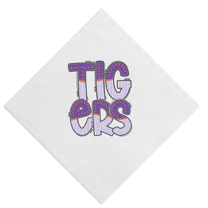 Tigers Doodle Beverage Napkin for wholesale by M2B Designs