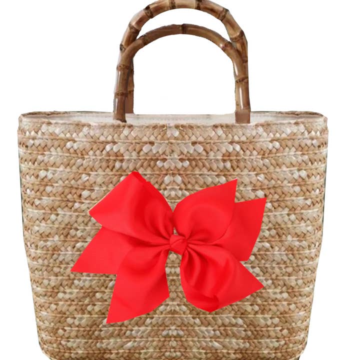 Fourre-tout Sankaty Straw à nœud interchangeable - Rouge pour la vente par Peachy Pendants