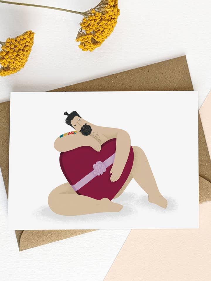 Illustrated Sexy Man Funny Card for wholesale by Elsa Rose Frere