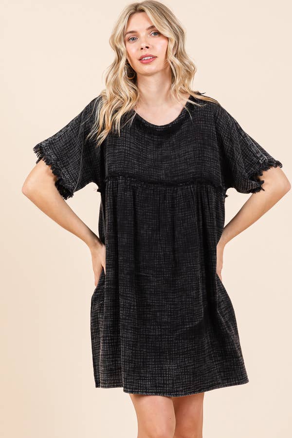 Culture Code – Engroshandel Kjole - Dame – CWD2136MW - SCOOP NECK BABYDOLL KJOLE MED RYNKER2