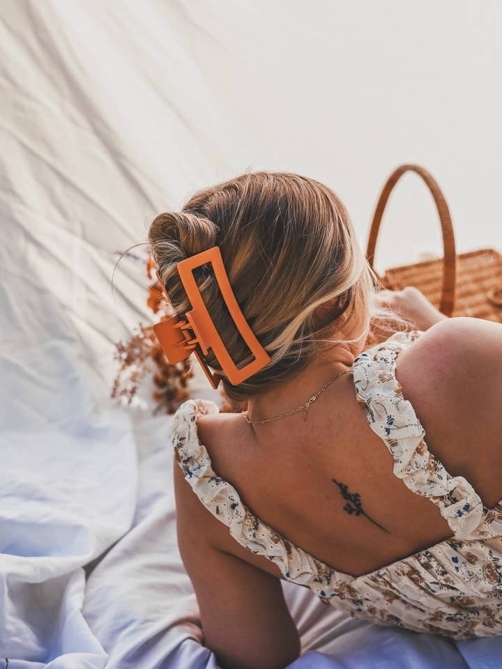 Coral Matte Jumbo Claw Clip for wholesale by Share Studio