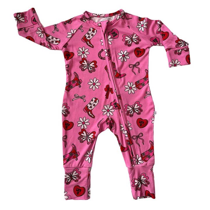 LETS GO GIRLS ~ ZIP UP BAMBOO JAMMIE for wholesale by Tyed ‘N Knots