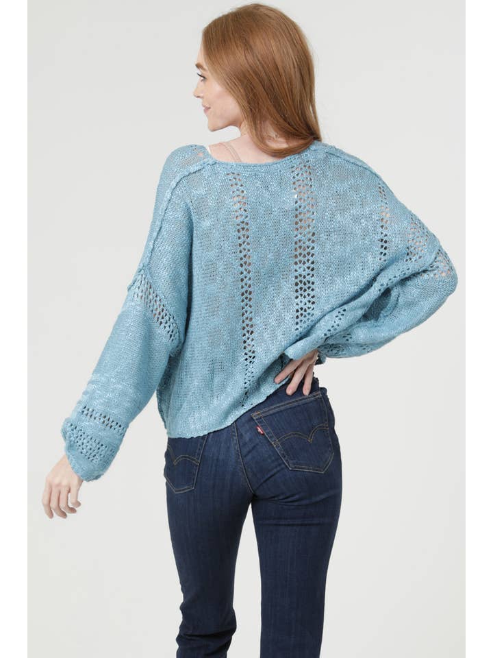 ANGIE - Vendita all'ingrosso Maglione tricot - Donna - Maglione leggero crop con scollo a V dallo stile beachy63