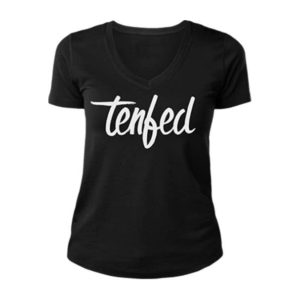 Tender dames zwart t-shirt met V-hals voor wholesale door Tenfed