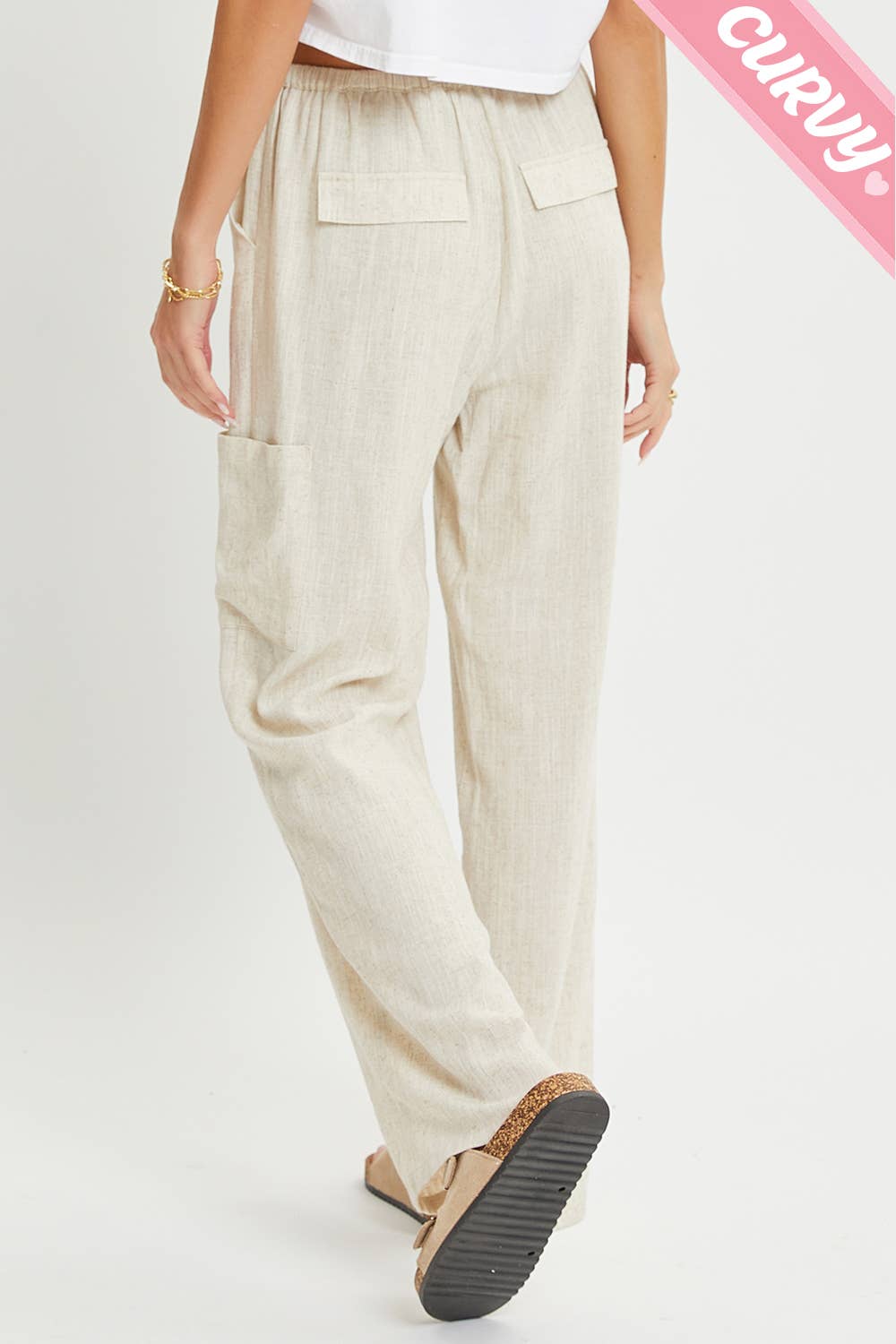 Sweet Lovely by Jen - Wholesale Pants - Women's - PLUS SIZE LINEN- BLEND PULL-ON-PANTS18
