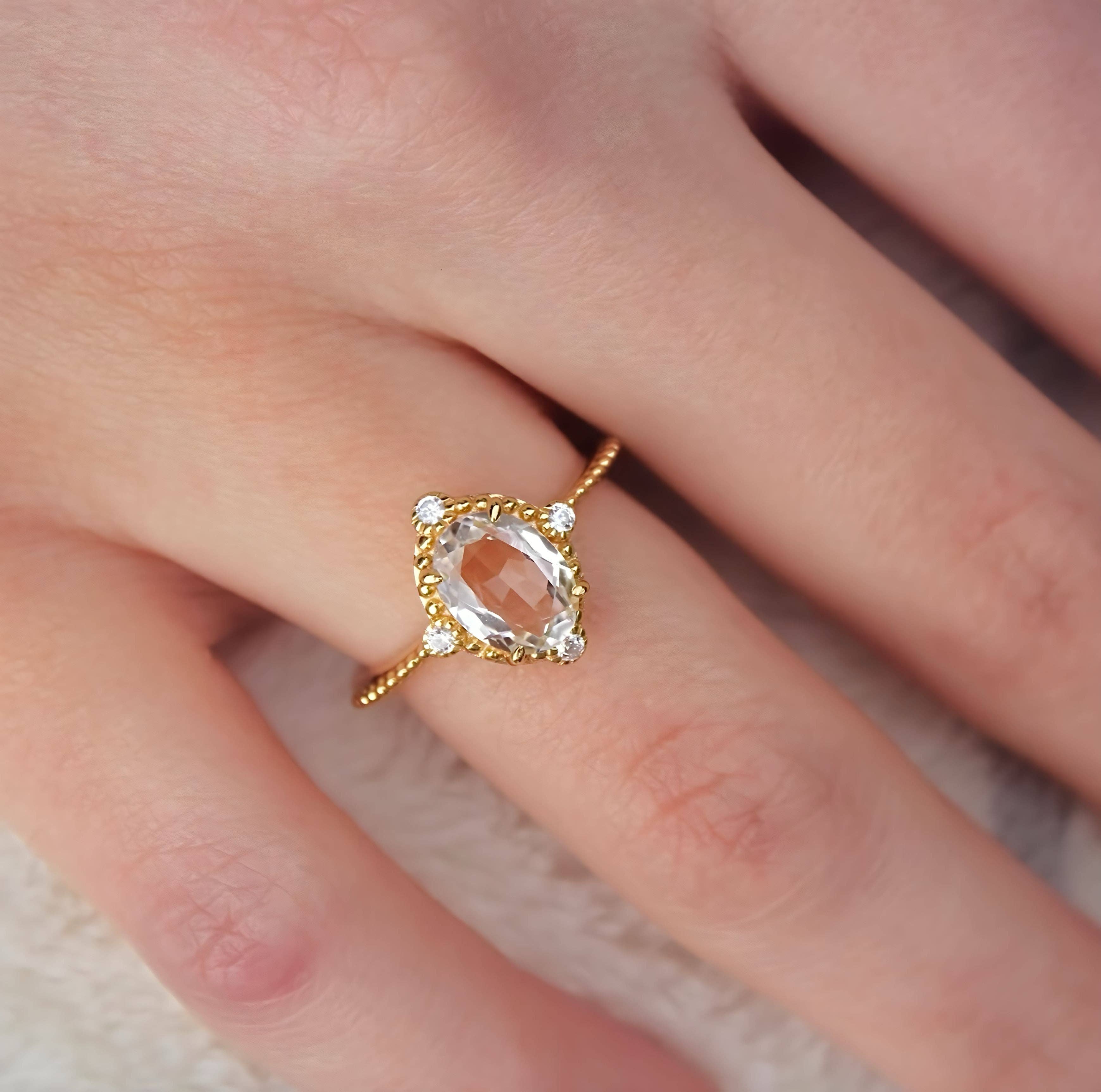 White Topaz Versailles Ring- 14k Gold Vermeil for wholesale on Faire2