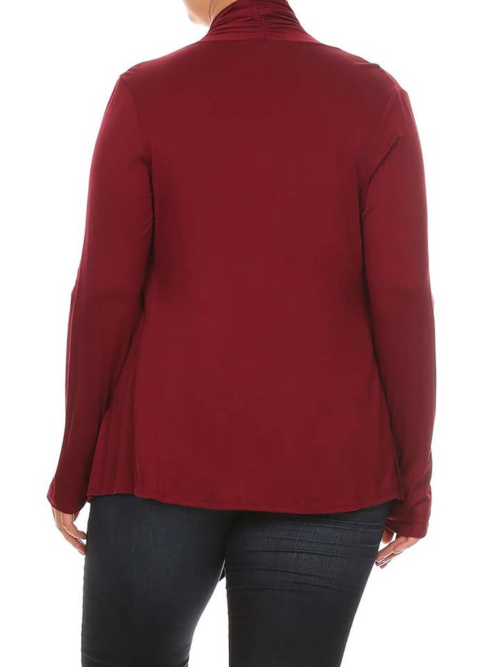 MOA COLLECTION – wholesale Kofta - Dam – Dam Plusstorlekar Casual Draperad Öppen Framsida Enfärgad Kofta