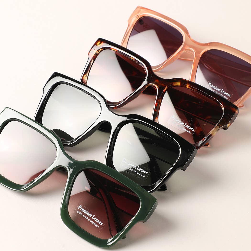 12 OLIKA FÄRGER Överdimensionerade fyrkantiga solglasögon med tjock ram för wholesale på Faire2
