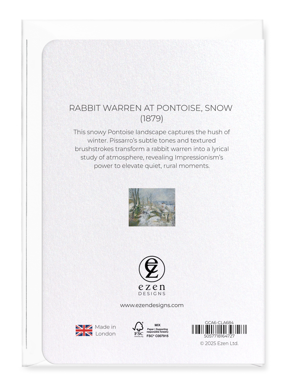 Ezen Trade - Wholesale Everyday Greeting Card - RABBIT WARREN AT PONTOISE, SNOW (1879): Greeting Card1